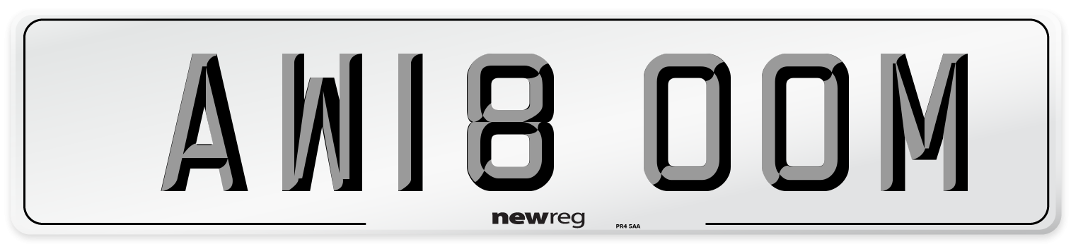 AW18 OOM Number Plate from New Reg